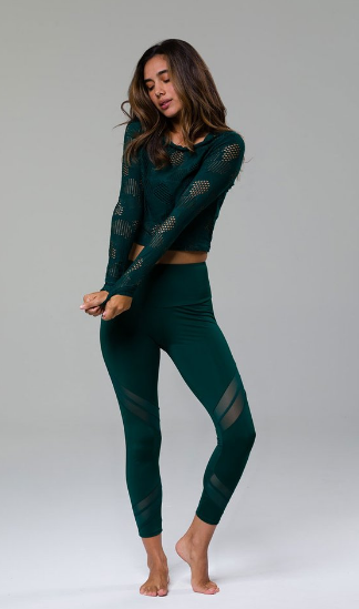Image Title Onzie Long Sleeve Crop Top - Alpine Honeycomb